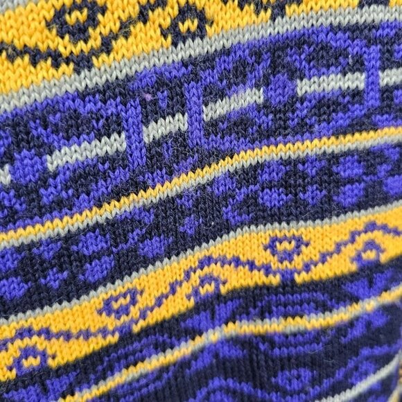 Spyder Vintage Mens M Wool Pullover Half Zip Sweater Purple Yellow - Picture 5 of 14